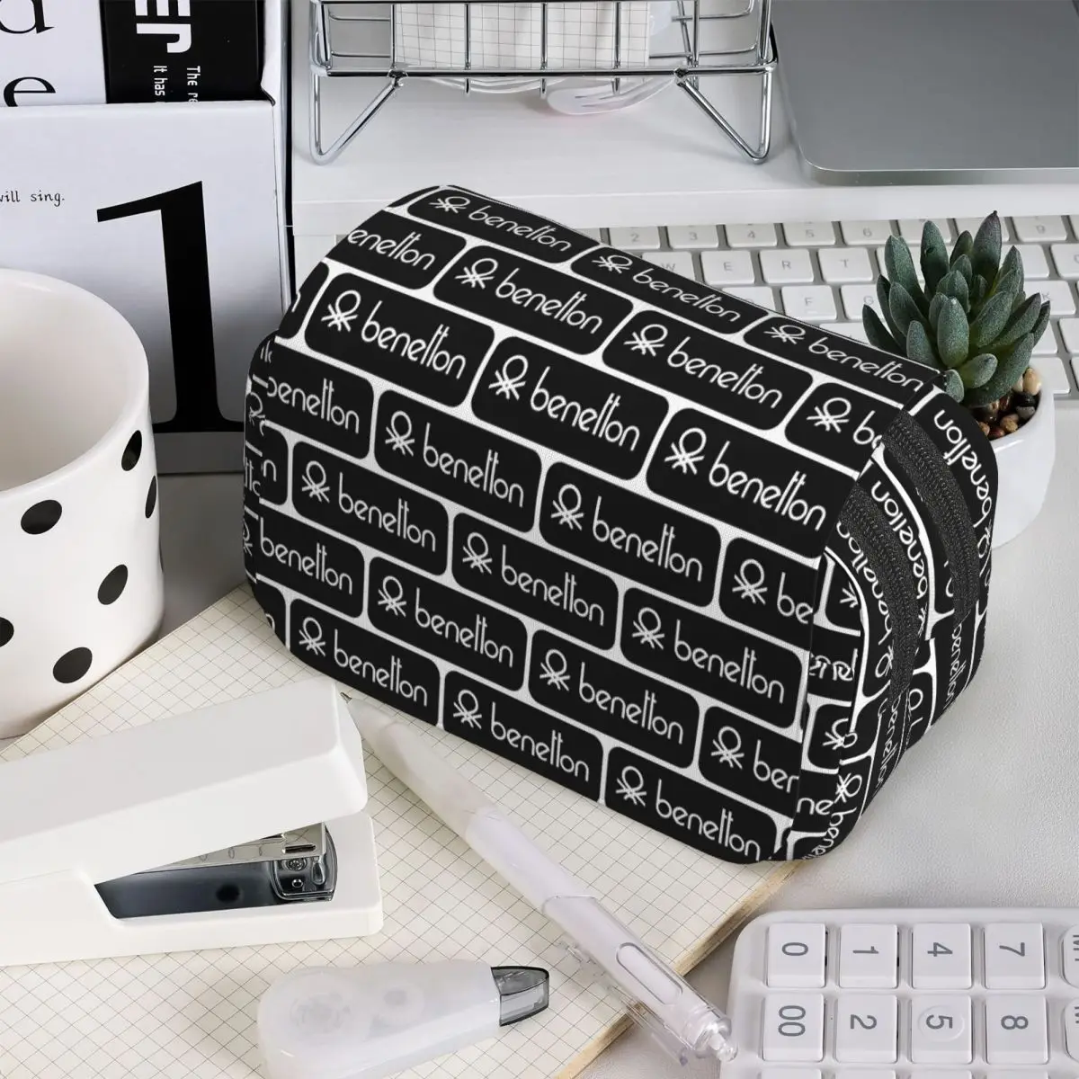 United Colors Of Benetton Pencil Cases Pen Holder Hard Shell Leather Large Capacity Pen Box Pencil Bag for Students Gifts view 6