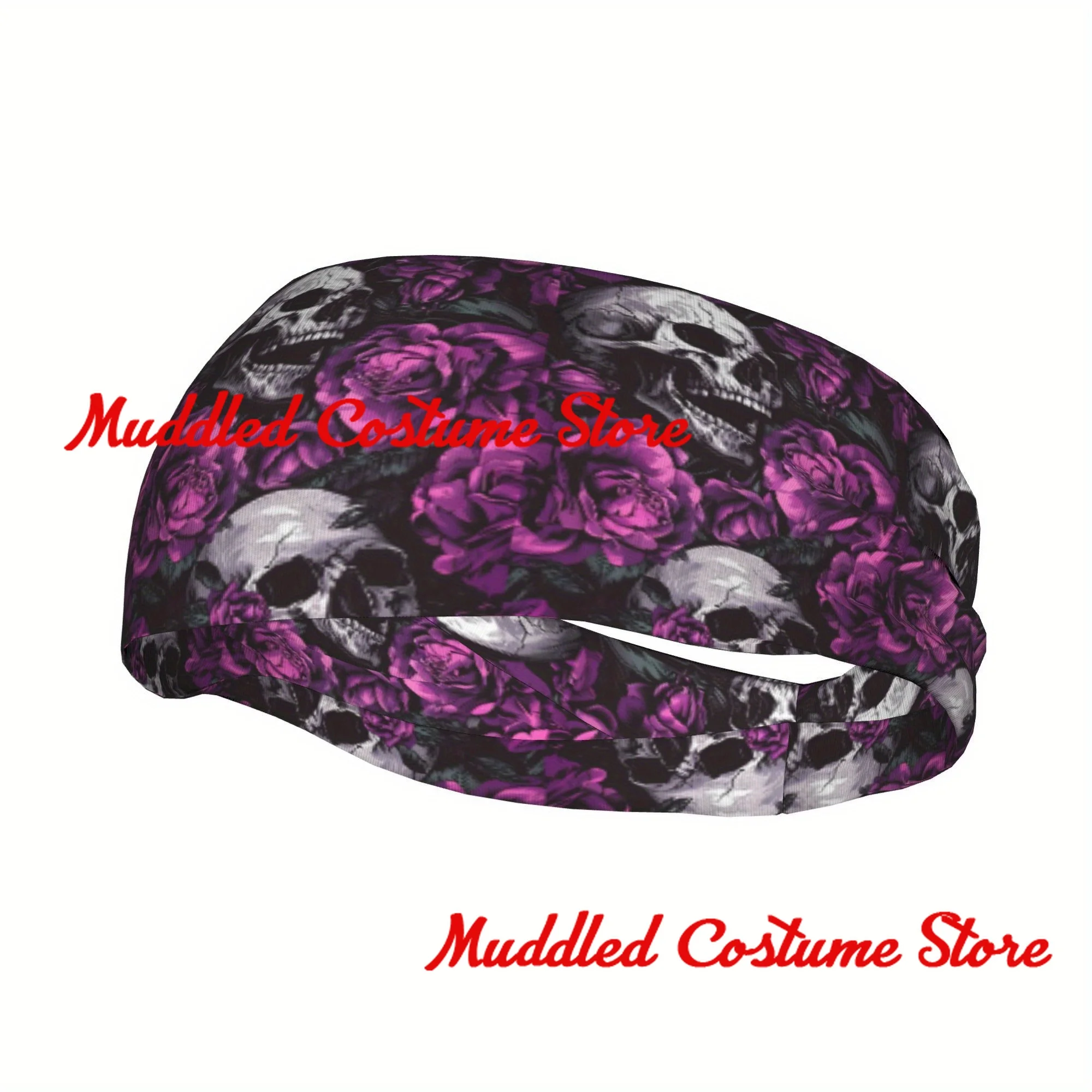 

Rose skull Headband Sports Yoga Fitness Stretch Sweatband Hair Band Elasticity Headband