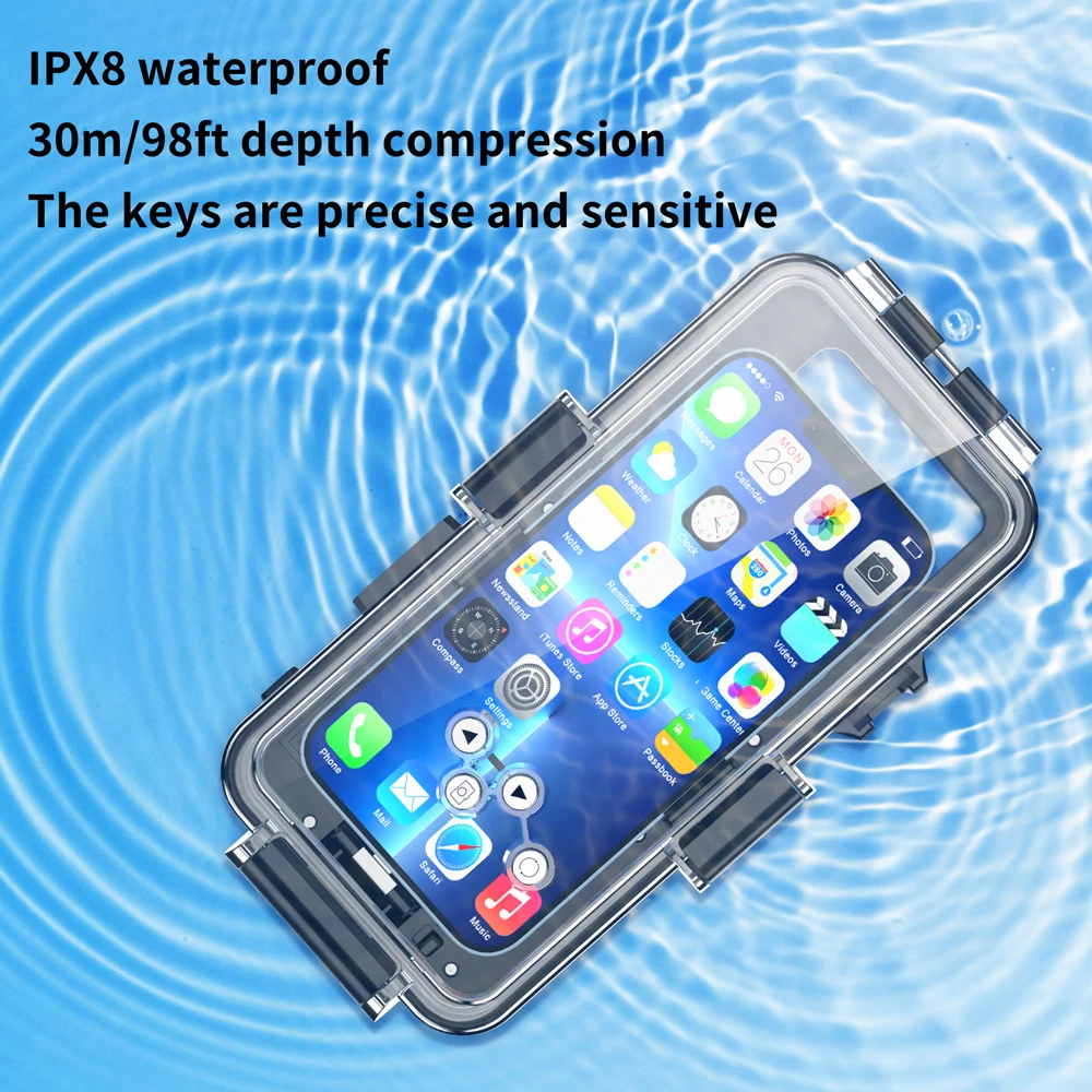 30m/98ft Submersible Waterproof Case for iPhone 14 13 15 Pro Max 12 11 XR XS SE 2022 8 Underwater Snorkeling Surfing Diving Case