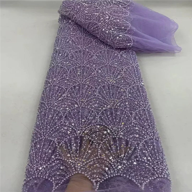 5yard soft mesh fabric Shell shaped bead tube sequin embroidery telas con bordado Wedding Dress cheongsam fabrics for clothing