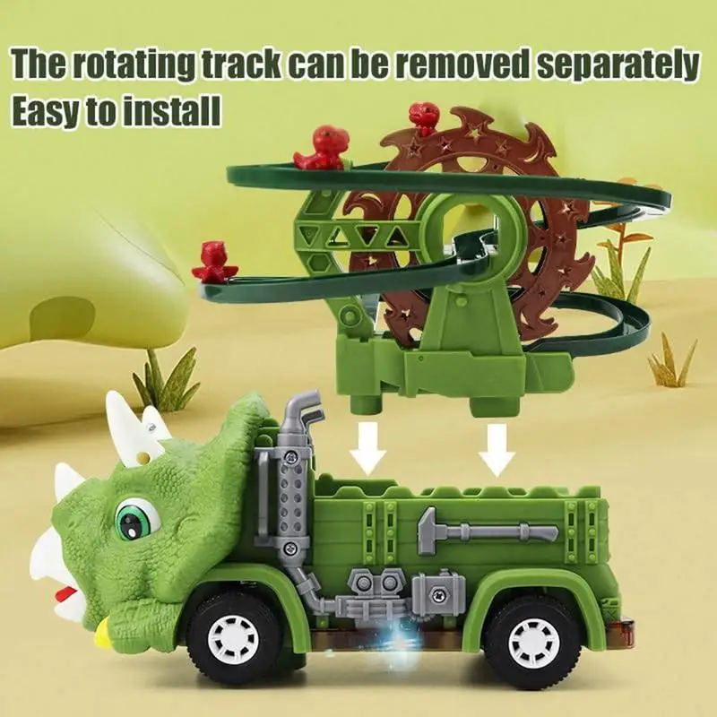 Elektrische Schiene Auto Dinosaurier Gebogene Road Track Schiene Auto Puzzle Spielzeug Montage Triceratops Dinosaurier Auto Pädagogisches Spielzeug Für kinder