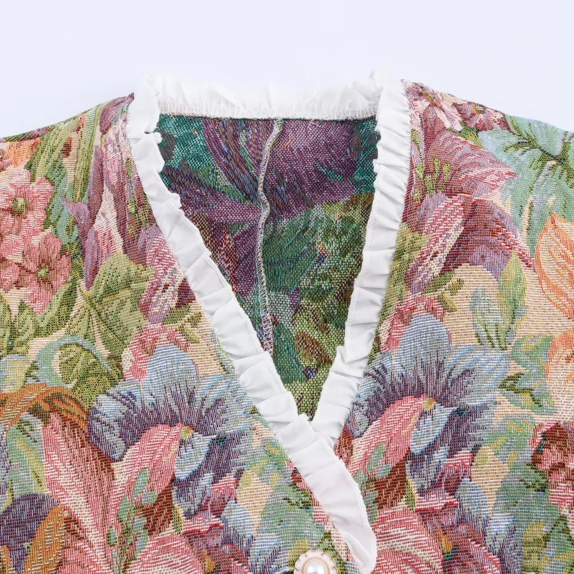 

JNLEAOG, новинка весны, женский модный топ в стиле ретро с v-образным вырезом и пузырьками, свободный крой из полиэстера, длинный свеч irt с цветочным принтом