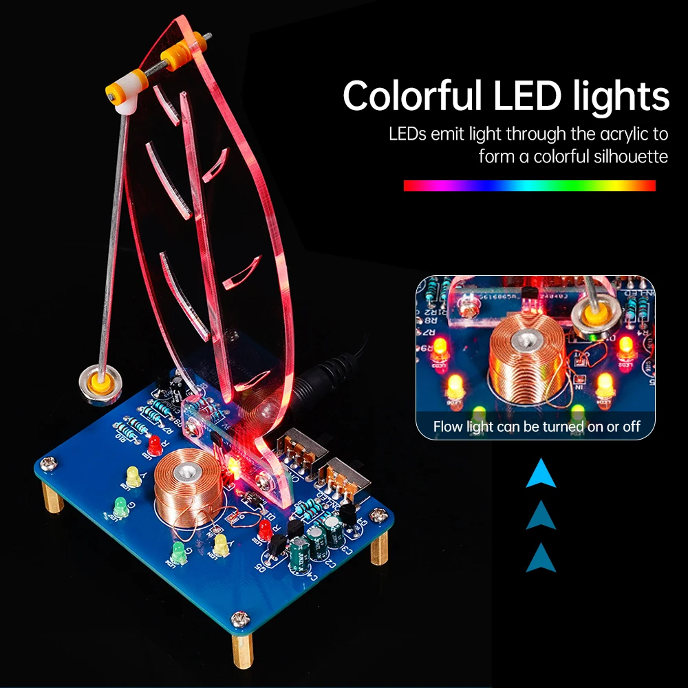 DIY Electronic Kit Electromagnetic Swinging Induction Teaching and Training Welding Practice Parts Colorful Mermaid or Leaf