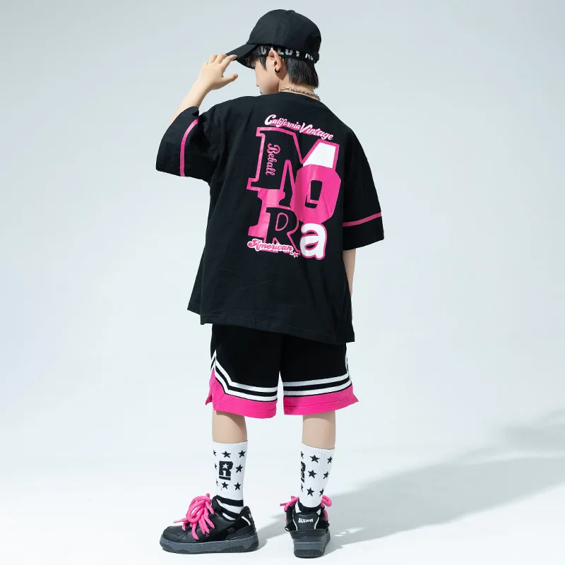 Bambini costumi di danza Hip Hop imposta ragazze camicia nera pantaloncini vestito Jazz Stage outfit Summer Performance ragazzi Street Dance abbigliamento