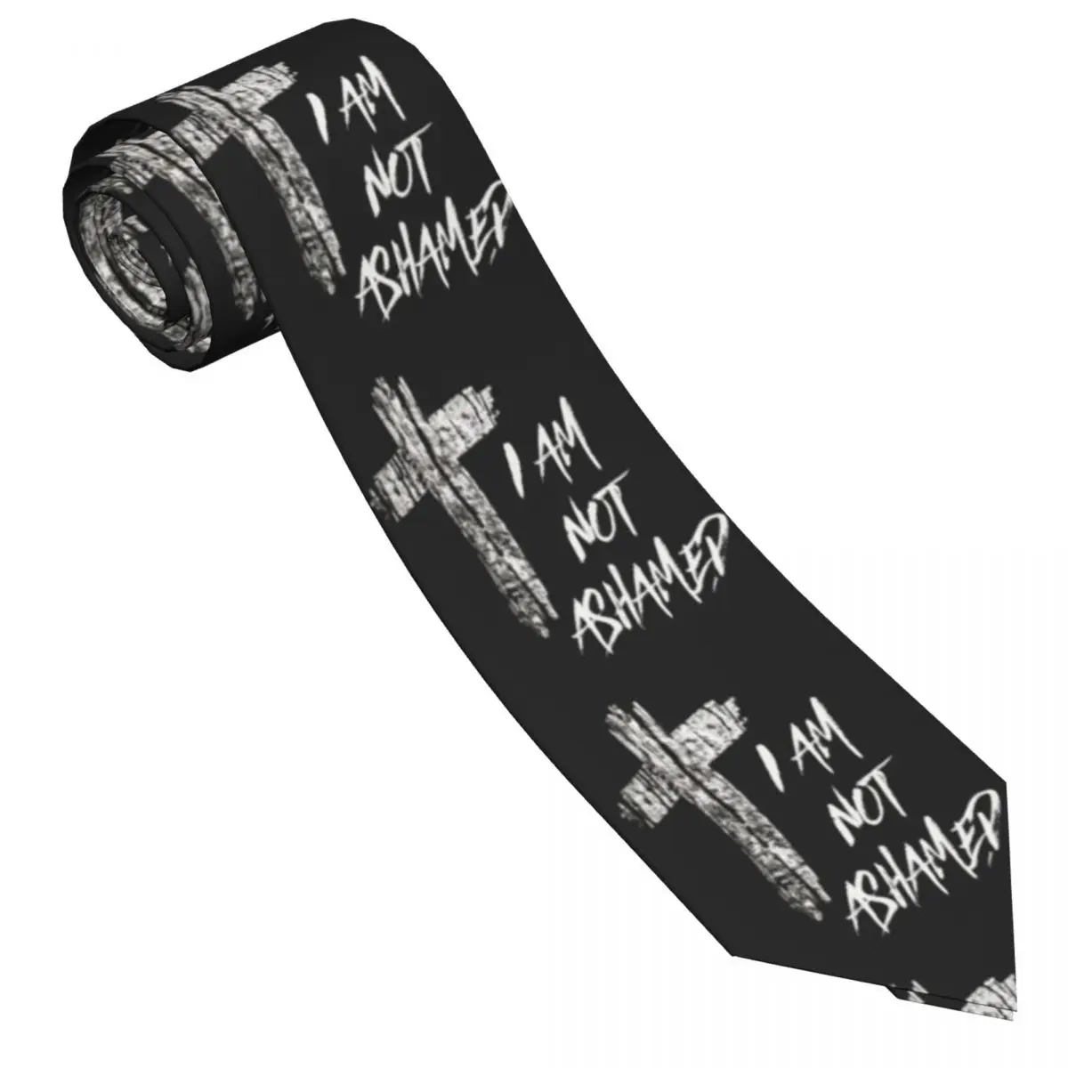 

Custom I Am Not Ashamed Tie Jesus Christian Wedding Party Neck Ties Men Elegant Necktie Accessories Quality Printed Collar Tie