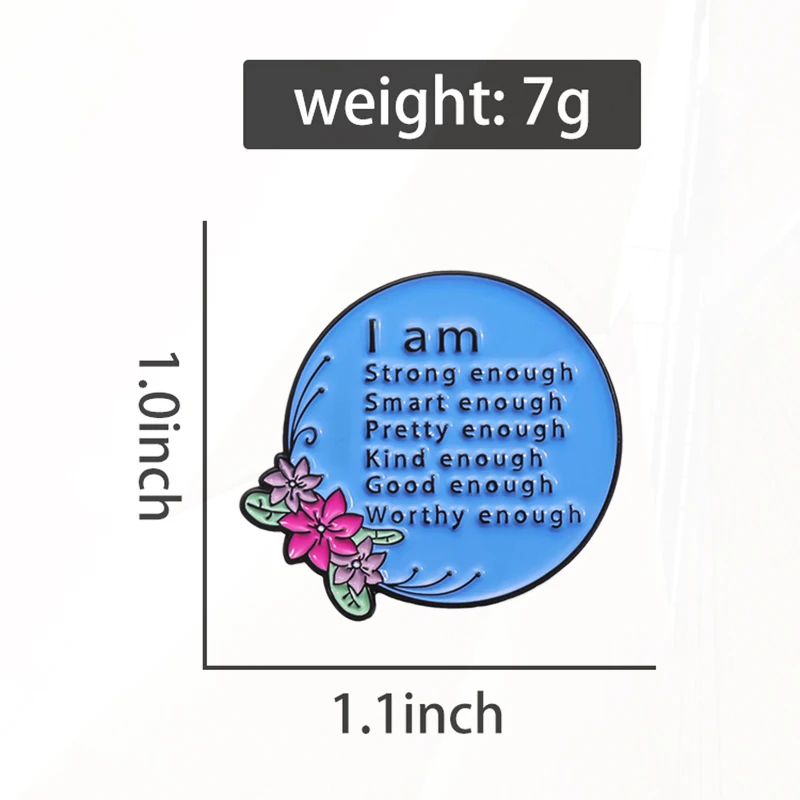 エナメルブローチ-子供のためのパーソナライズされたジュエリーギフト,ラペルバッジ,自分を愛してください,ポジティブ,私は十分に価値があります,カスタム