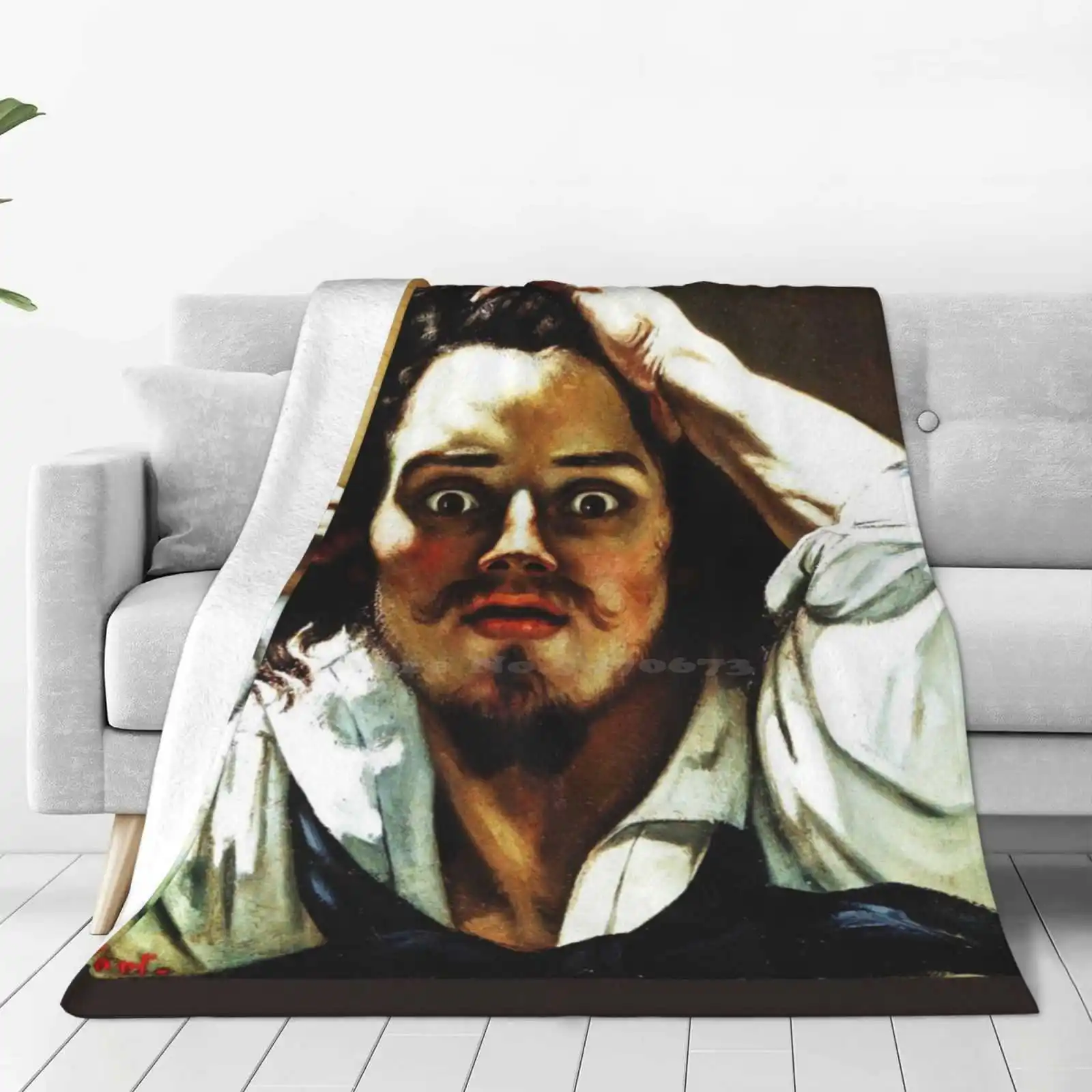 The Desperate Man Blanket Soft Warm Travel Portable Blanket The Desperate Man Depression Artist Gustave Courbet Madness