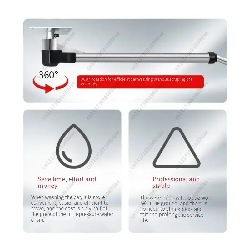 360° Rotating Car Wash Swing Arm Stainless Steel 5m Long with High Pressure Water Gun for Auto Cleaning Shop Garage