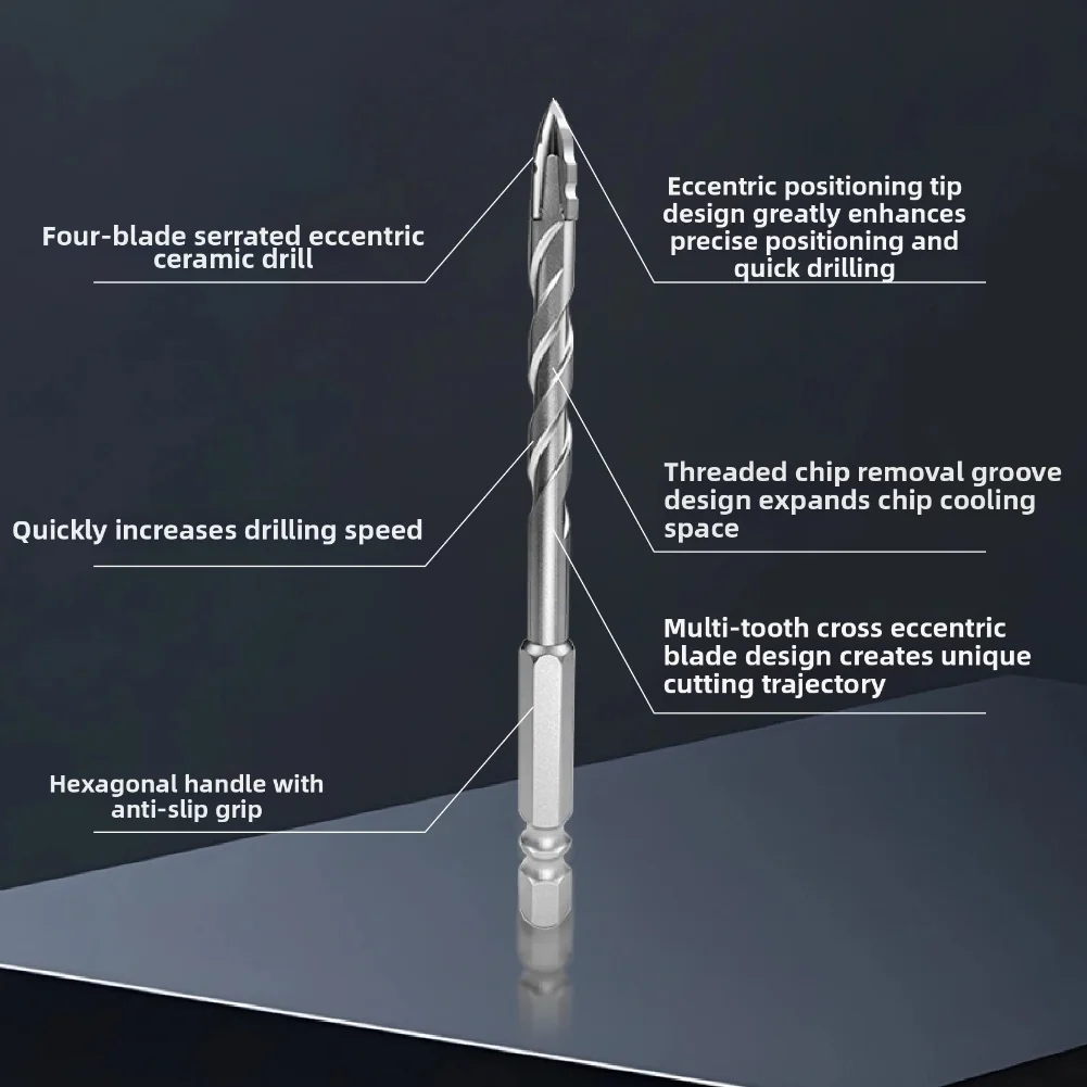 

Eccentric Drill Set 10 Piece with Alloy Construction and Threaded Chip Evacuation Groove for Fast Work Completion