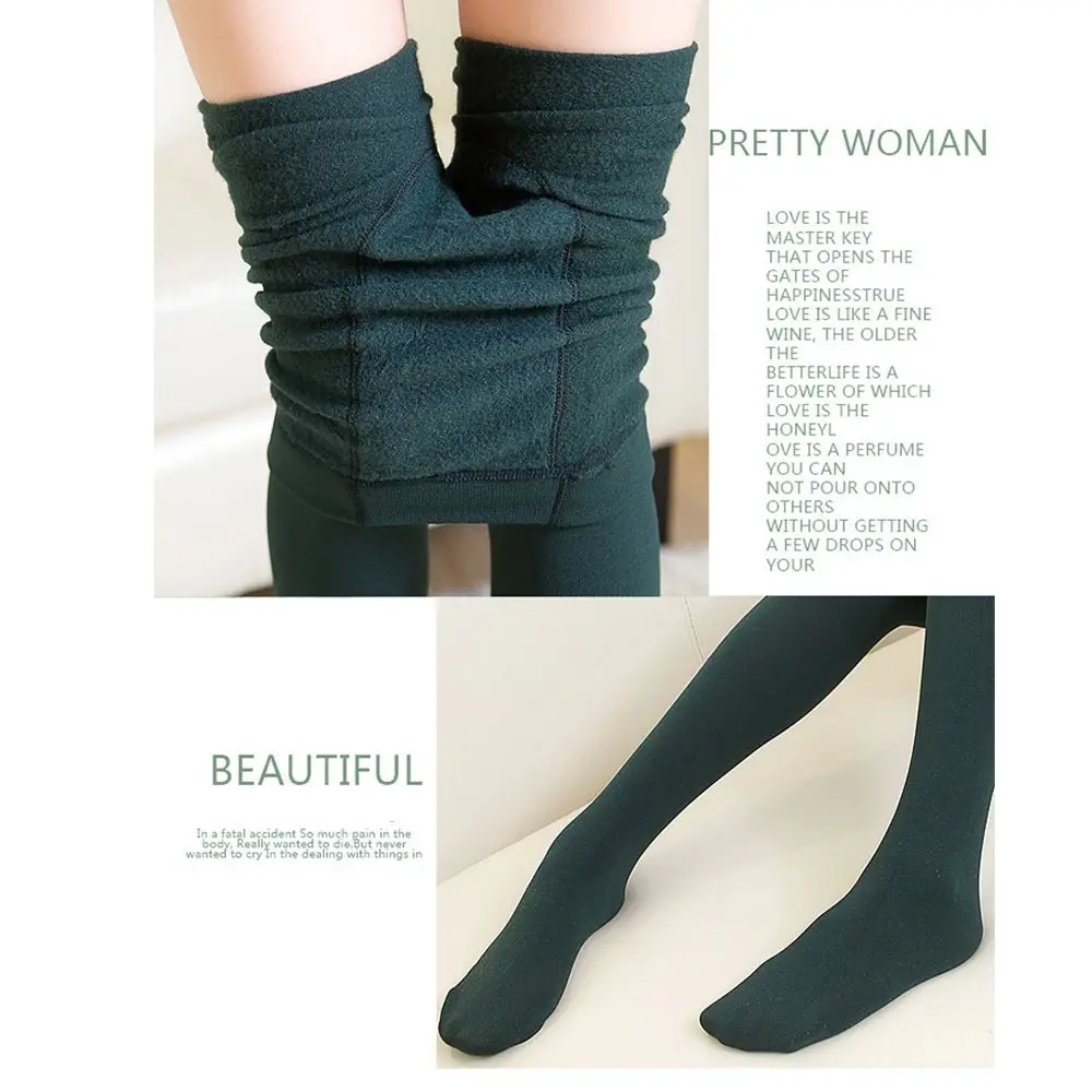 Winter Stretchy Trousers Thermal Full Women's  Pantyhose Clothing Accessories Full Foot Tights Pants Fleece Leggings