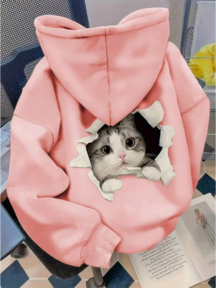 

Модные теплые толстовки с графическим принтом в уличном стиле для женщин, подходят для весны и осени, топы с длинными рукавами для выпускного