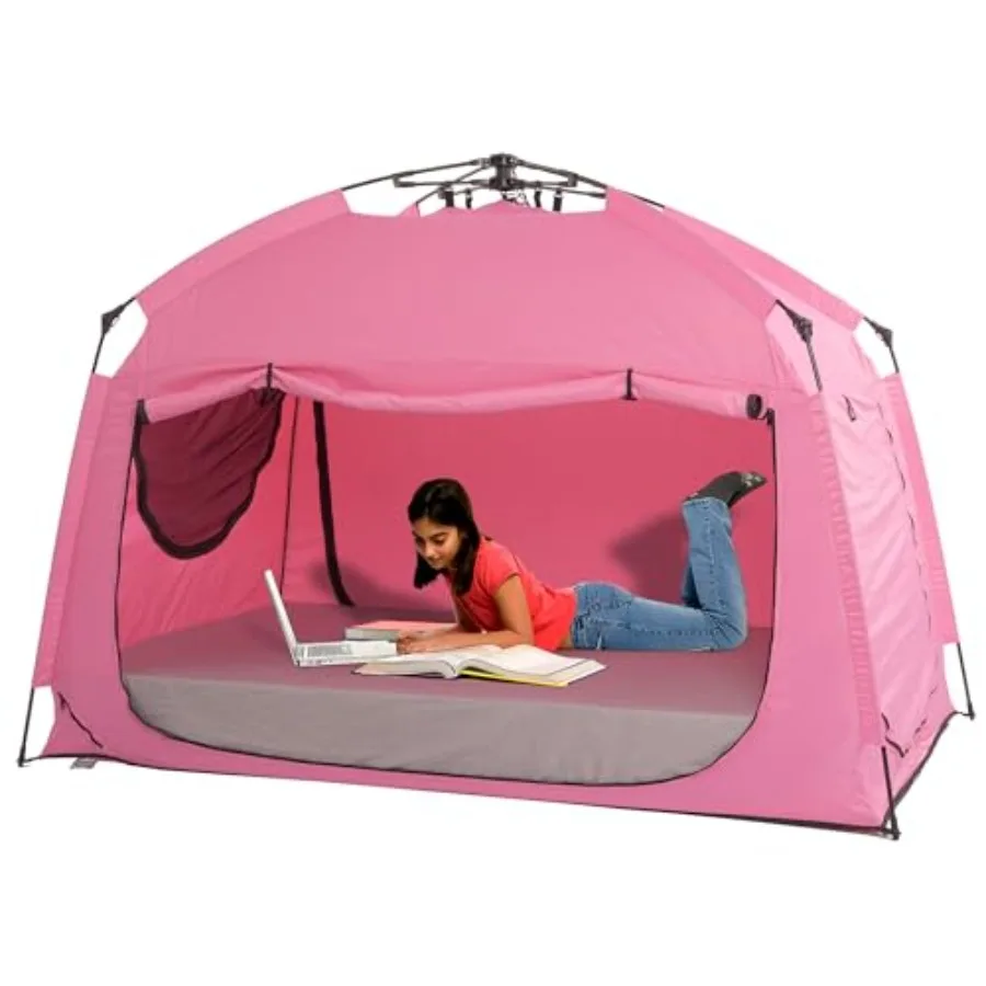 

Indoor Instant Privacy Bed Tent for SleepingQuick Set-up Bed Canopies Portable Bed Drapes with Large Space and 3 Doors Twin