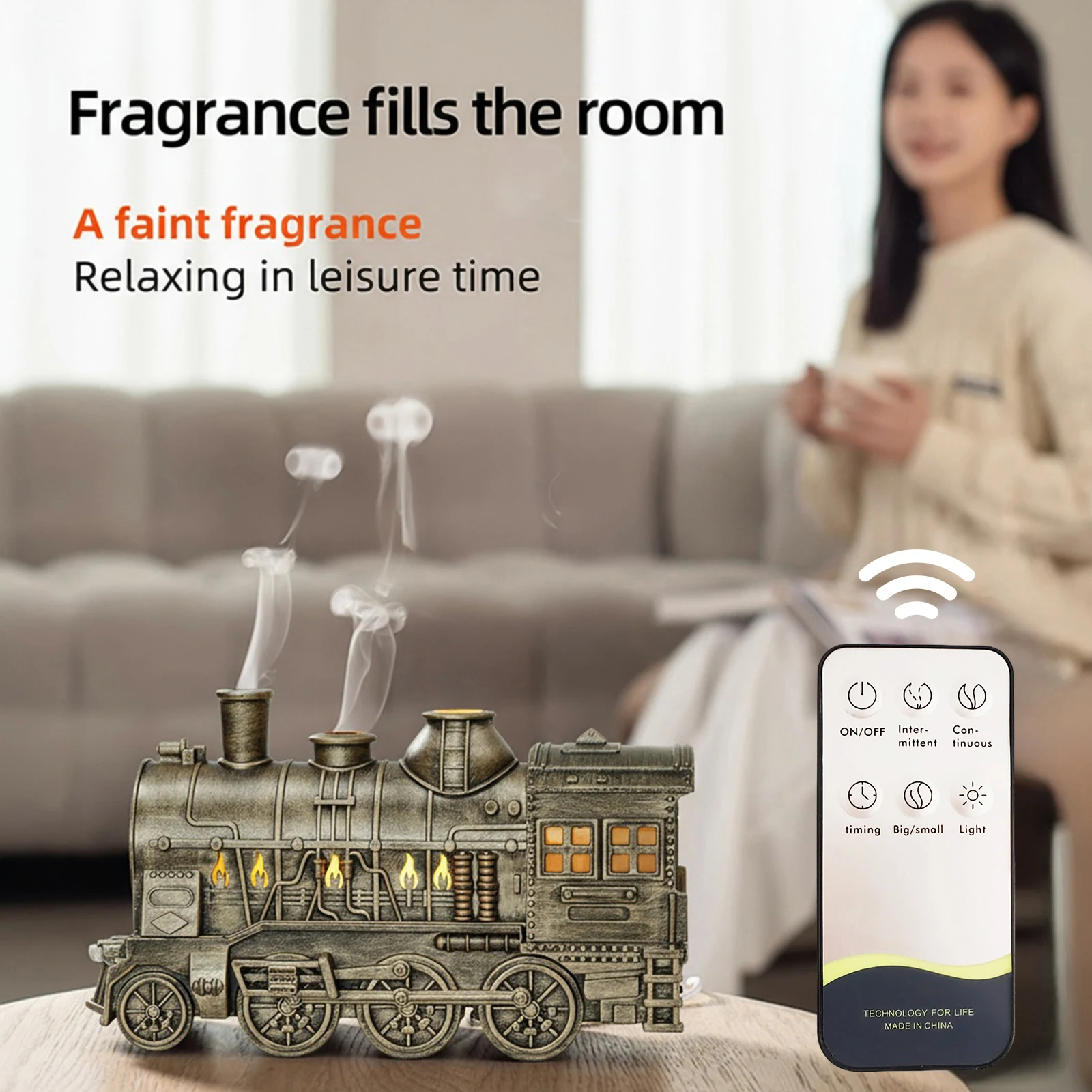 Vintage Steam Train Humidifier Auto Off Creative Aromatherapy Diffuser Ultrasonic Cool Mist Humidifiers for Bedroom Office Hotel