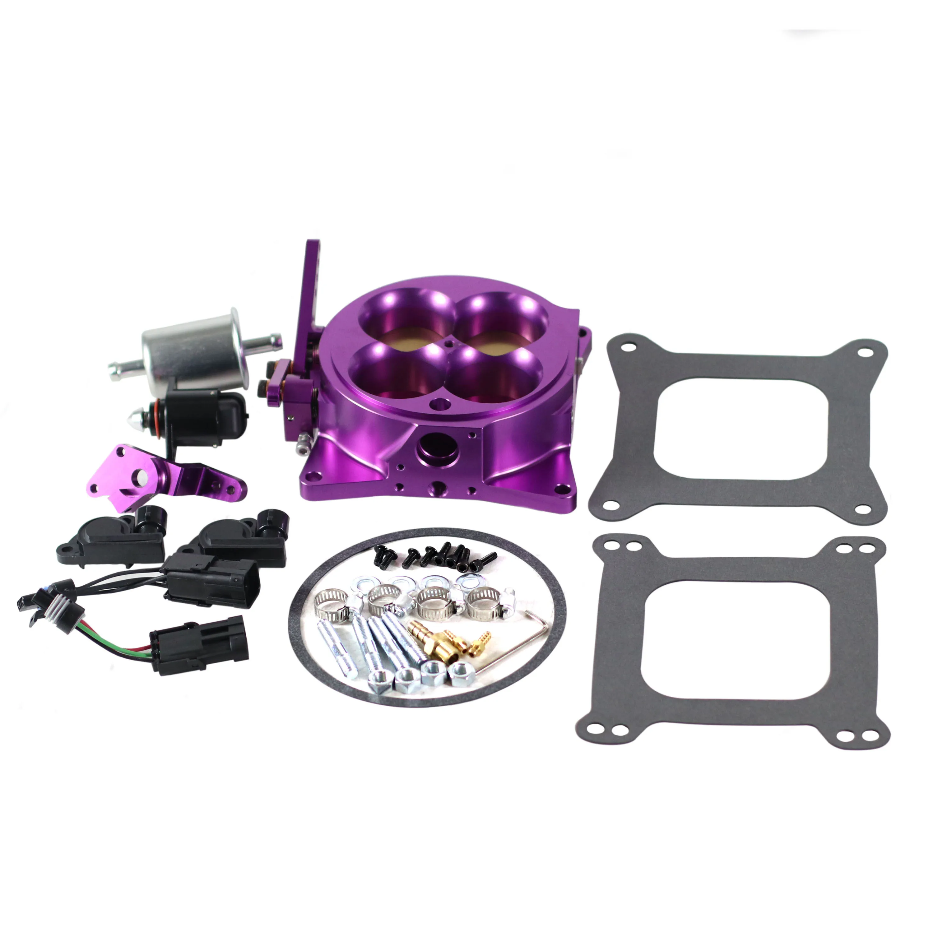 

SherryBerg Billet EFI Fuel Injection CNC 1300CFM 1375CFM 4 Barrel 4150 Throttle Body Purple FOR GM IAT /TPS SENSORS Quality Top