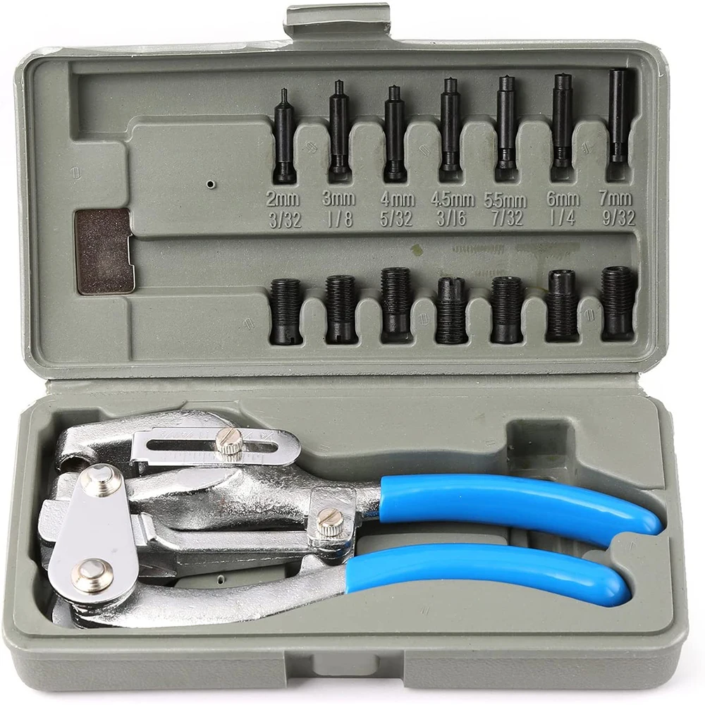 Hand Held Power Punch and Sheet Metal Hole Punch Kit Various Size Hole Punch in 3/32