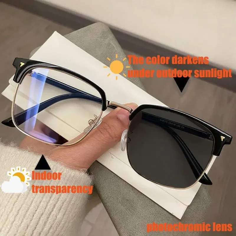 2026 Ultraleichte photochrome Anti-Strahlungs-Brille mit quadratischem Rahmen, austauschbare Linse für Damen und Herren, Sonnenbrillen, Brillengestelle – Detail 11