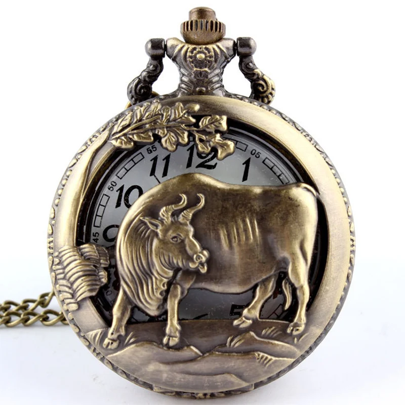 Antique Vintage Pocket Small Watch Quartz Pocket Watch With Chain Round Case Pendant Necklace Men Gift