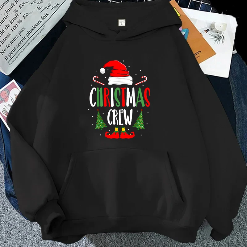 Christmas Crew Party Pullover Hoodies Women's Sweatshirts Funny Friends Family Team Xmas Santa Matching Outerwears Hooded