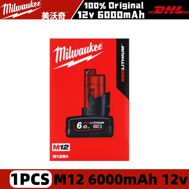 Milwaukee 12V Akku, 6,0Ah Milwaukee Wiederaufladbarer Akku für Milwaukee M12 Werkzeug 48-11-2402 48-11-2411 48-11-2401MIL-12A-LI