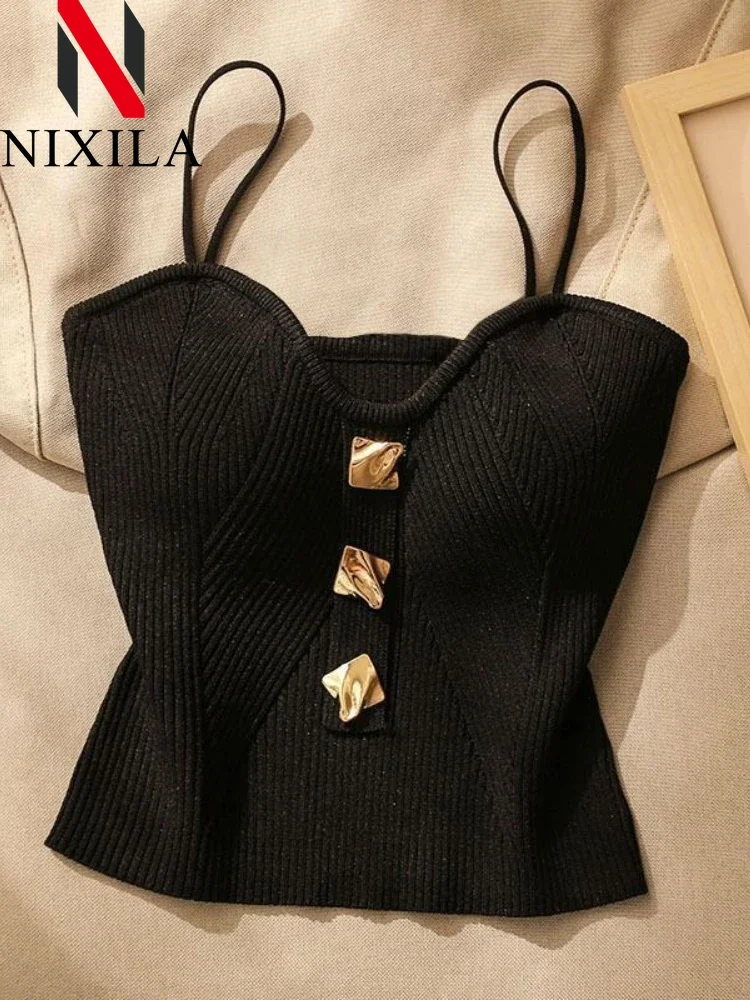 Women's Summer Halter Neck Sleeveless Crop Top Small Perfume Style Knit Undershirt External Wear Fashionable Casual Clothing