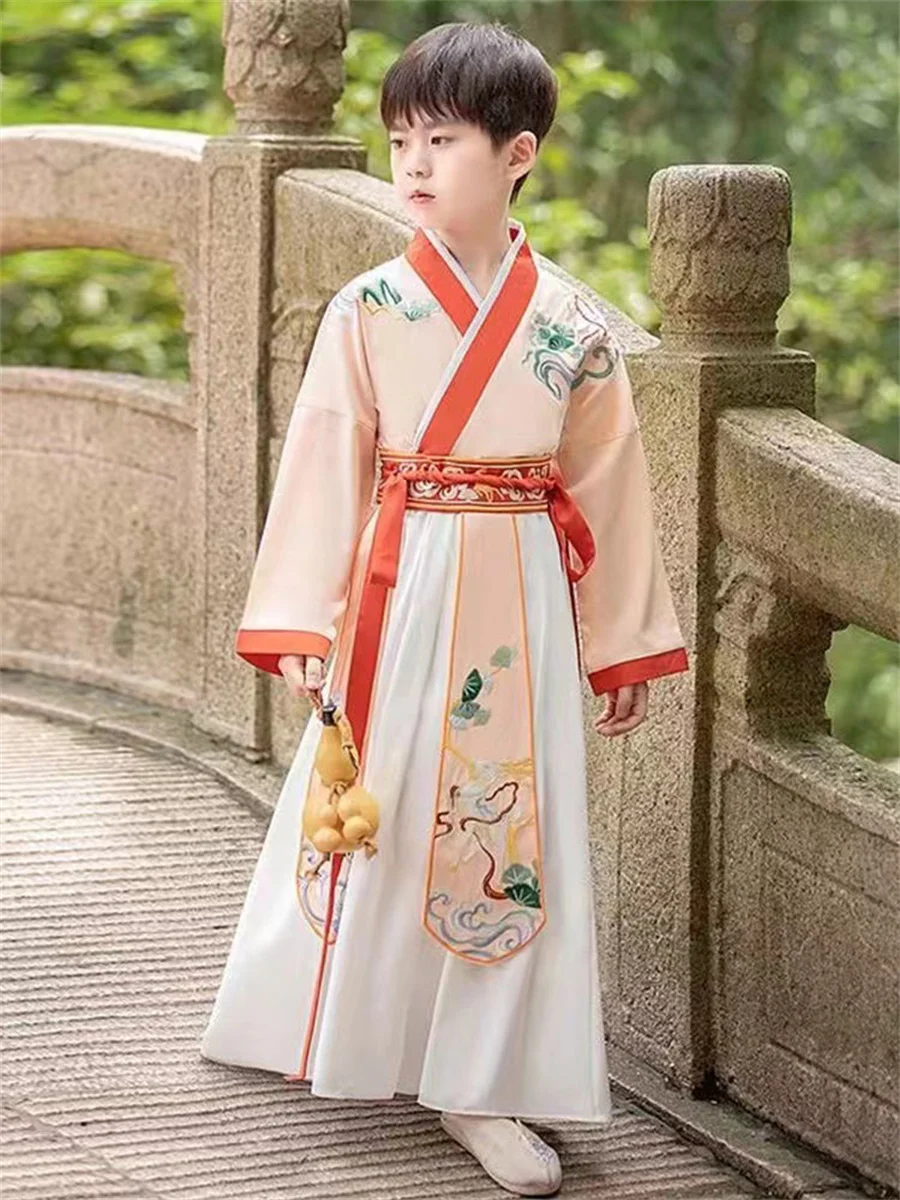 

Детский костюм Ханьфу для мальчиков, классический наряд для выступлений, новый детский костюм Тан для девочек, старинный китайский школьный костюм
