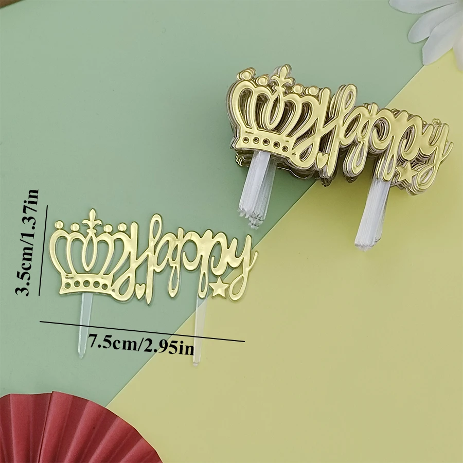 25 Stück Plastik alles Gute zum Geburtstag gebacken Englisch alles Gute zum Geburtstag Gold Party Kinder ersten Jahr Kuchen Dressing – Detail 13
