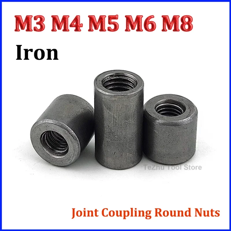 M3 M4 M5 M6 M8 Lengthen Iron Column Joint Coupling Round Nut Standoff Spacer Internal Thread Cylindrical Joint Connect Screw Nut