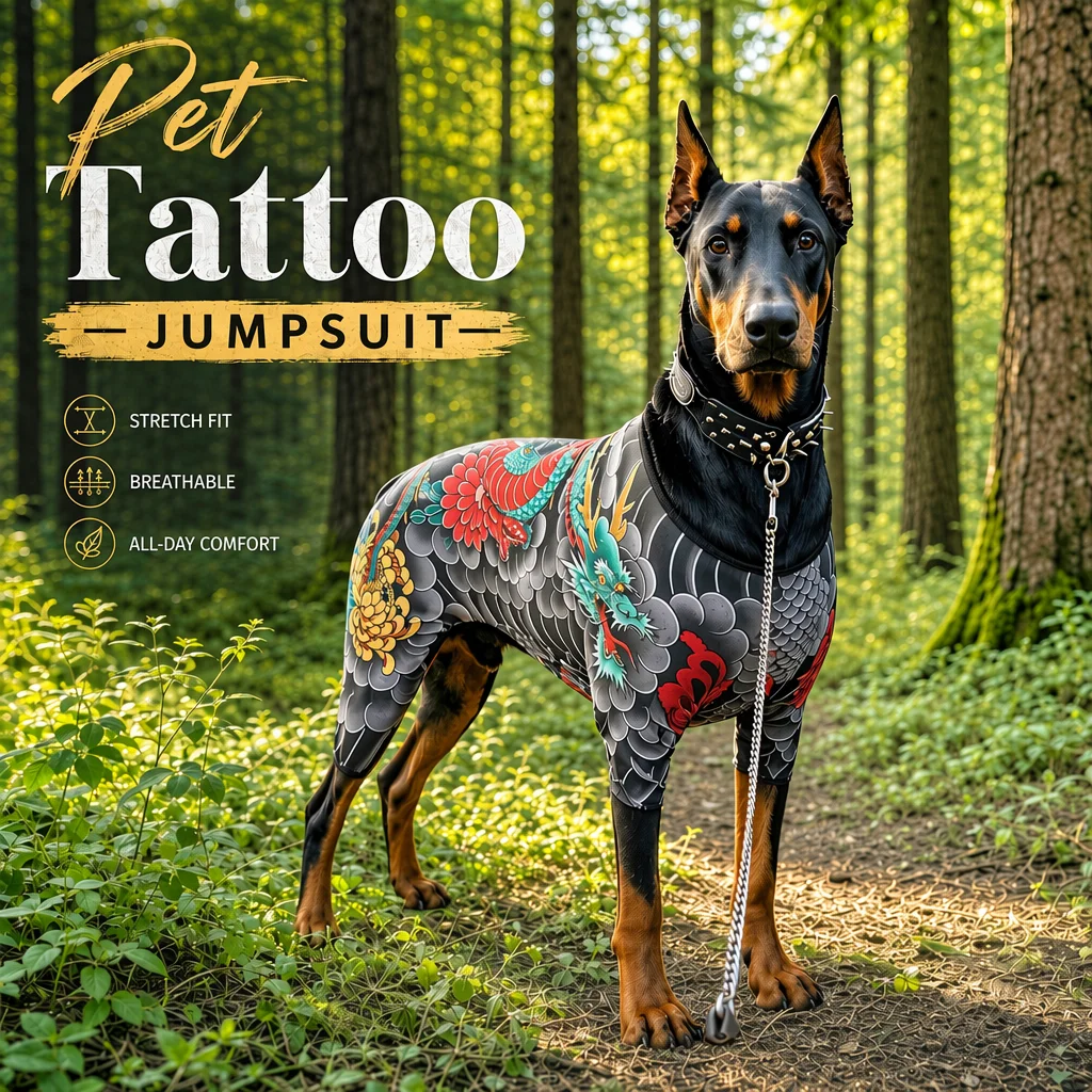 Vintage Dragon Tattoo Pet Dog Jumpsuit Breathable Pet Clothes For Small Medium Large Dog Cat Summer Cooling Vest Puppy Clothing