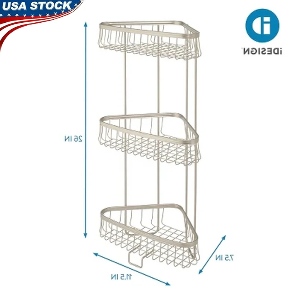 

3-х уровневая полка для душа, матовый серебристый органайзер для ванной комнаты, устойчивая к ржавчине стальная присоска для хранения, туалетные принадлежности, шампунь, мыло