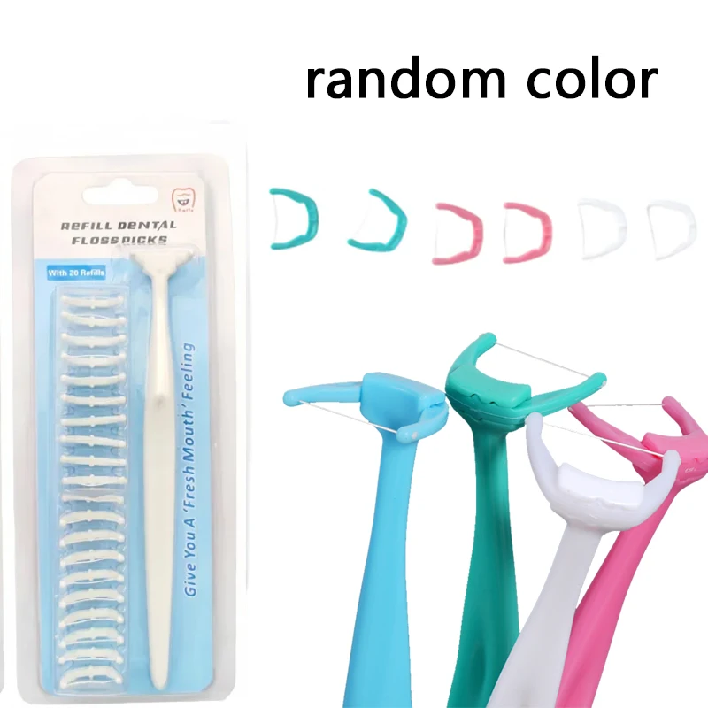1set Long-handled Dental Floss Replaceable Flosser Portable Refillable Floss Pick Set Interdental Cleaning Breath Fresh Tools