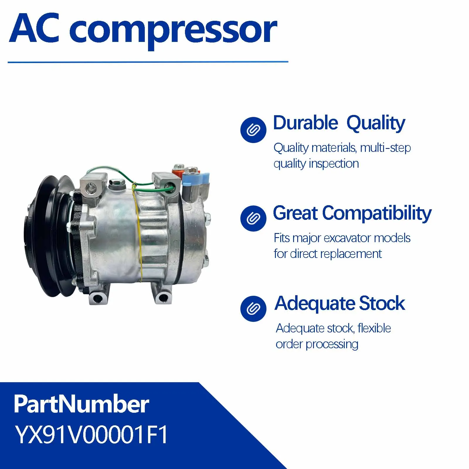 24V AC Compressor SD7H138948 For Komatsu WA150-6 WA200-6 WA250-6 WA320-6 WA320-7 WA320-8 WA380-6 WA430-6 WA450-6 WA470-6