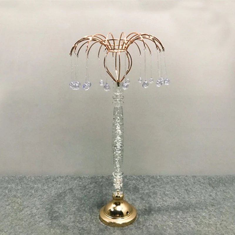 IMUWEN Exquisite Acrylic Flower Stand Wedding Table Top Centerpiece 109 CM Tall Road Lead With Crystal Strands Home Decor