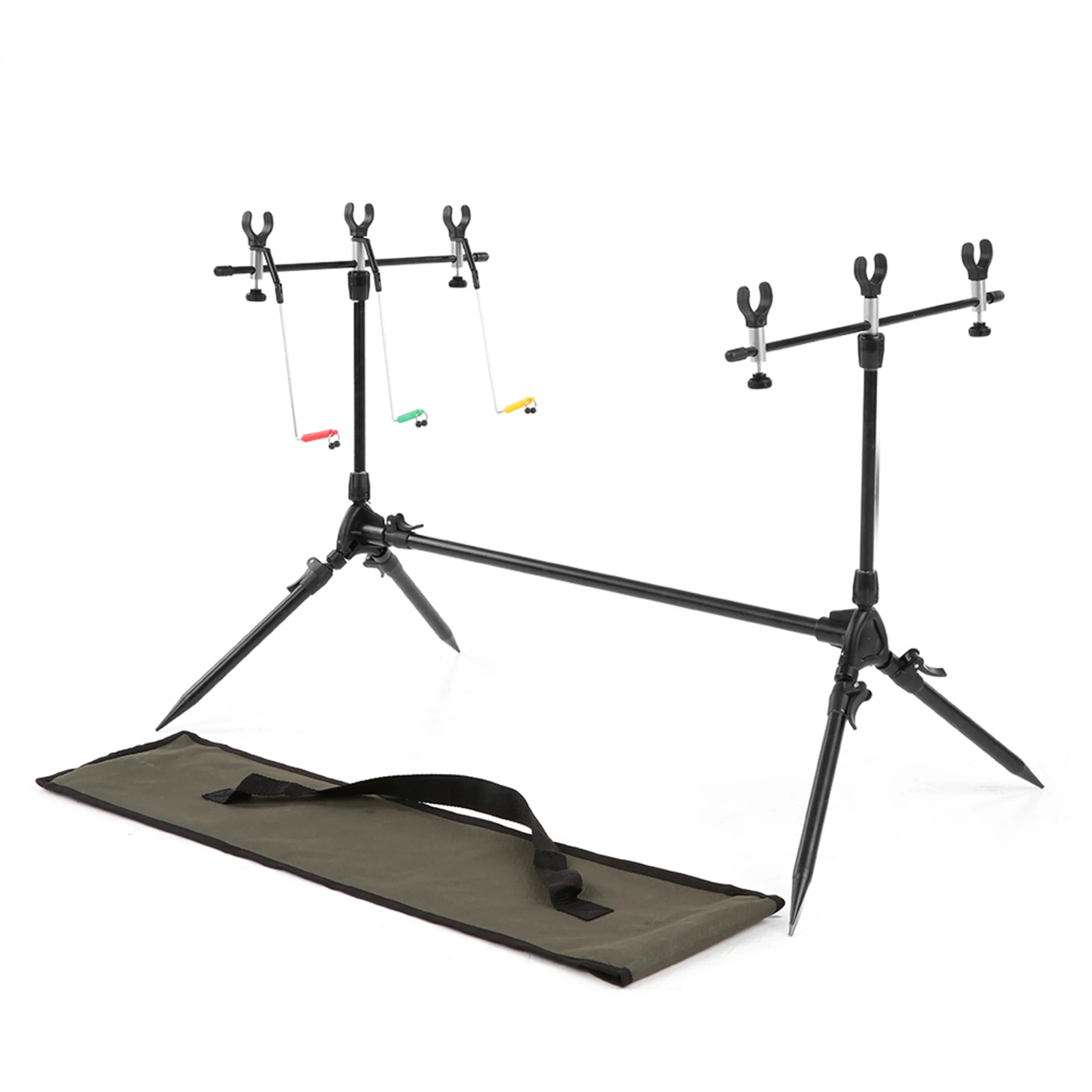 Lixada 3-In-1 Hengel Pod Standhouder Verstelbare Intrekbare Karper Met 3 Stuks Beet Alarmen Visgerei Vissen Accessoires
