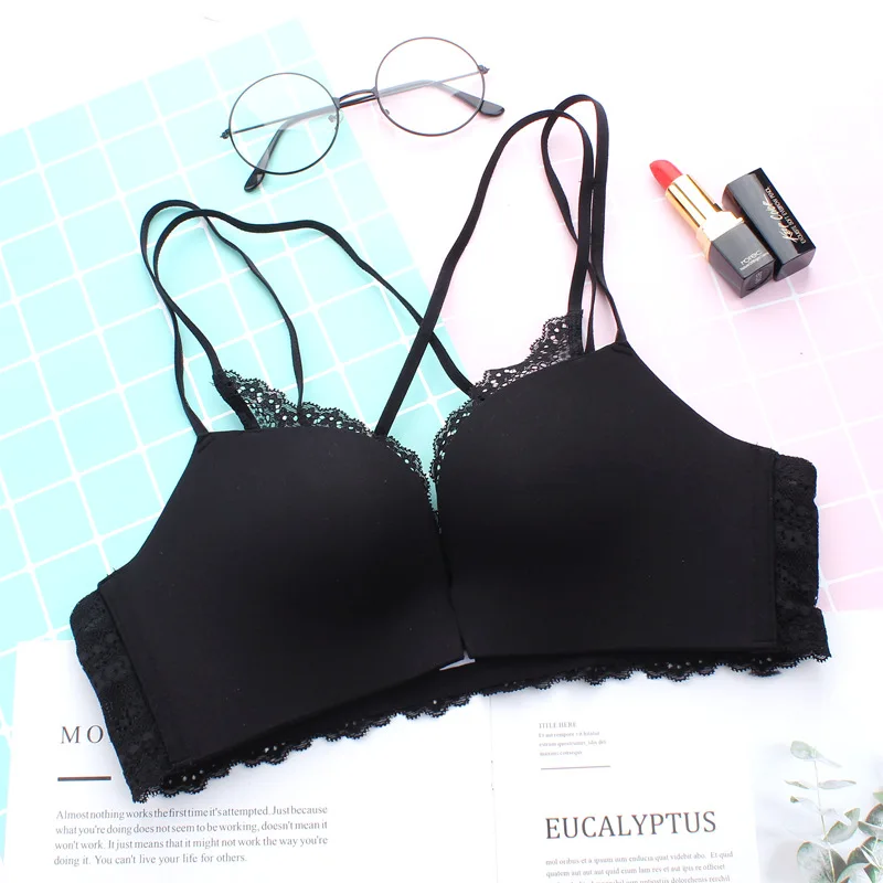 KUCLUT Soft New Summer Bra Front Buckle Design Beautiful Back Gathered Underwear Nylon Fabric Medium Thick 3/4 Cup Fixed... view 3