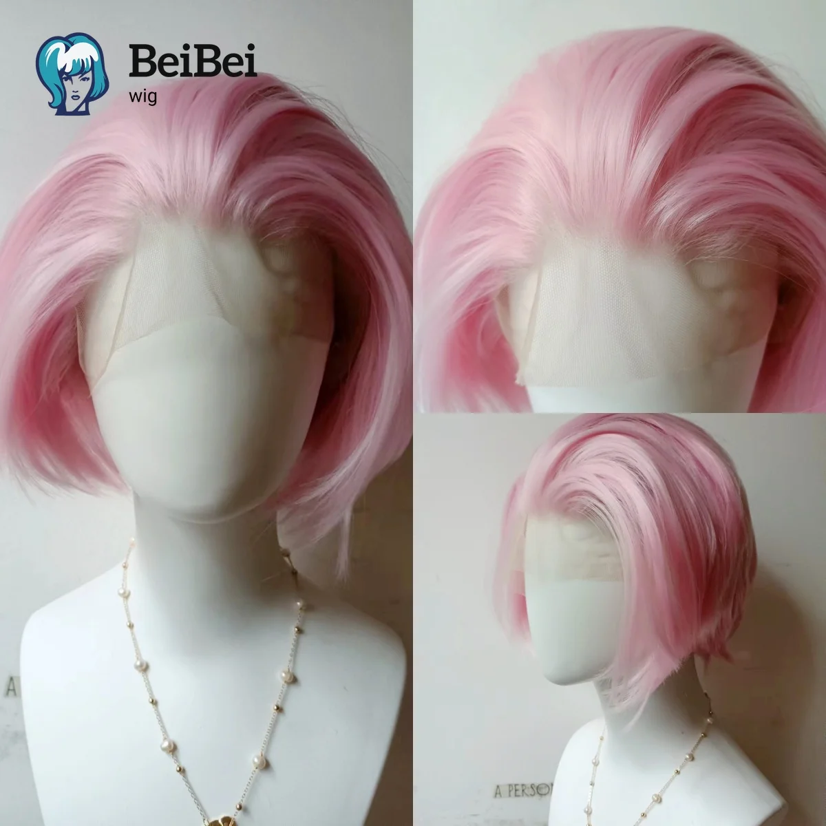 

Light Pink Short Wig Cut for Men Cosplay 8Inch 13*4 Lace Front Wig with High Quality Synthetic Heat Resistant Wigs To Daily Wear