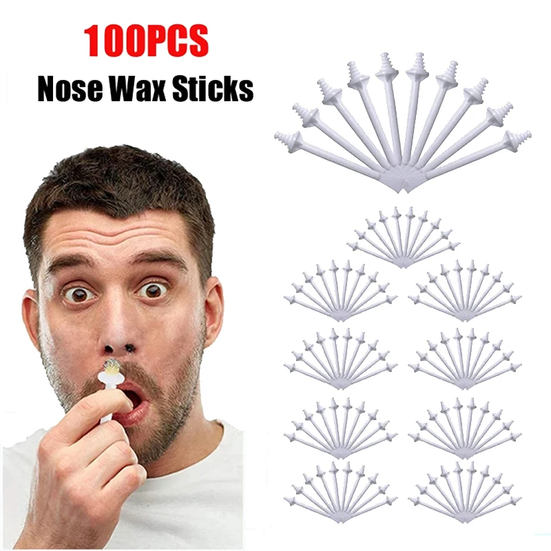 Nasal Wax Stick, Nasal Cavity Cleaning Hair Removal Stick Waxing for Removing Nasal Hair, 2-in-1 Plastic Nasal Wax Applicator
