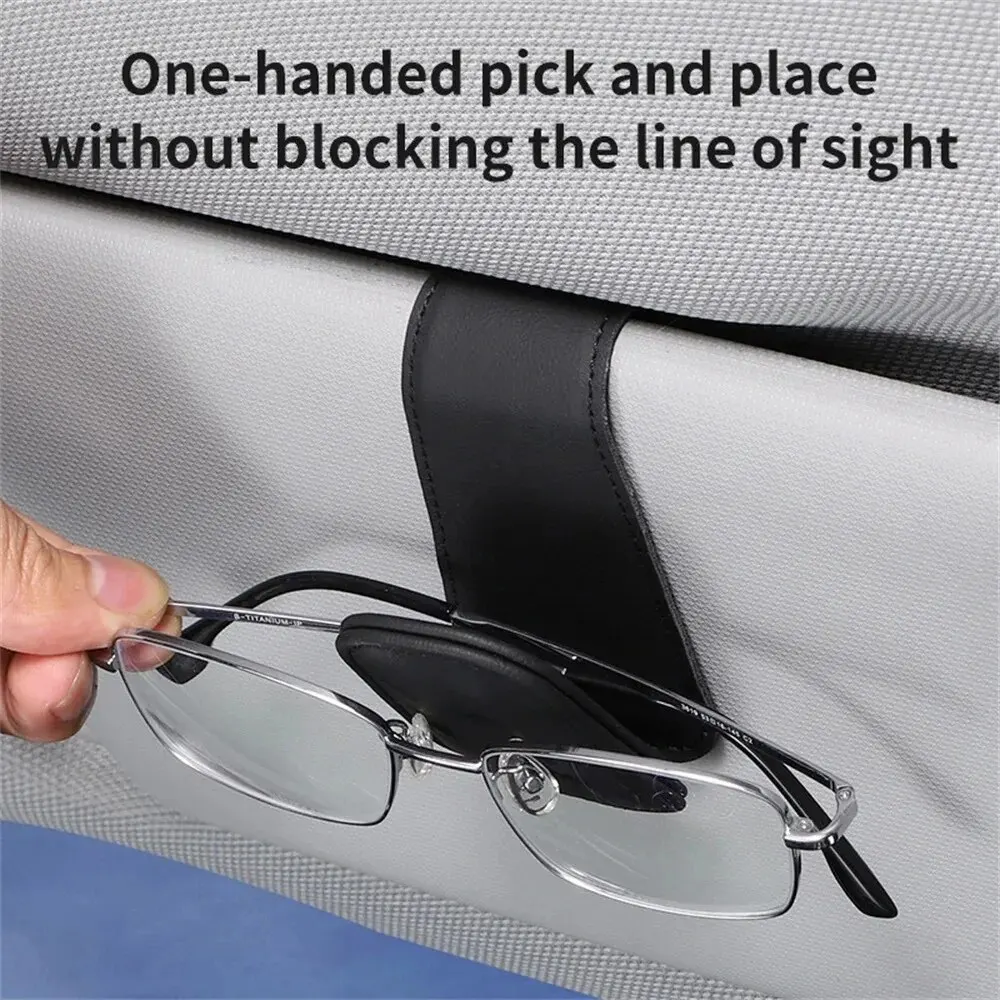 Universeller Auto-Sonnenblenden-Brillenhalter aus Leder, magnetischer Multifunktions-Brillenclip für Autozubehör