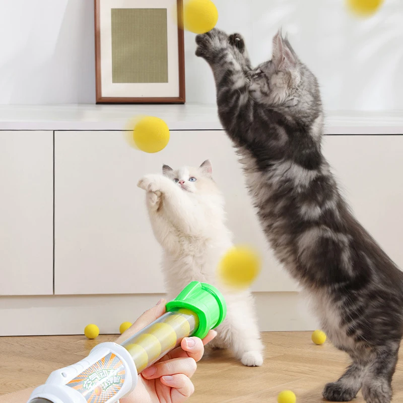 Kimpets Cat Toys With 9Pcs Soft Balls Air Aerodynam Interactive Fun Dog Cat Toys Elastic Ball Throwing Play Cat Toy Pet Supplies