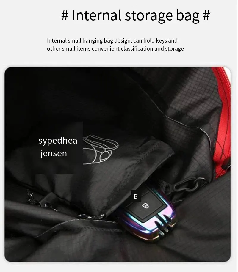 Hochdichte Leichte Wasserdichte Nylon-Sporttasche, Multifunktionaler Outdoor-Faltbarer Rucksack Geeignet für Camping und Wandern – Detail 6