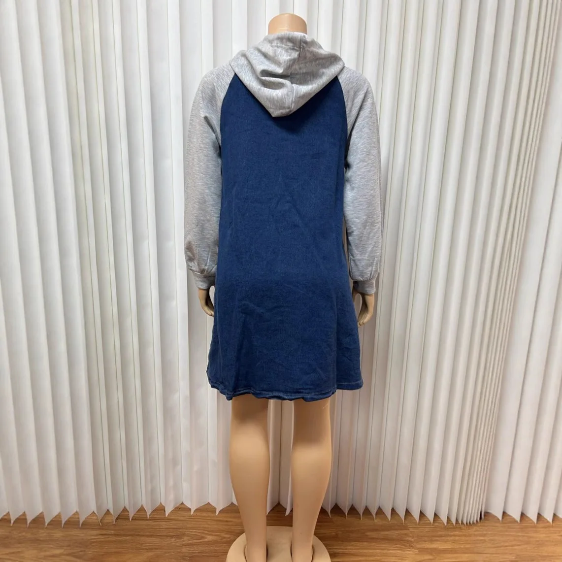 Mini Dresses Women Vintage Denim Dress Hooded Patchwork Drawstring Button Washed Streetwear A Line 2025 Female Casual Vestidos