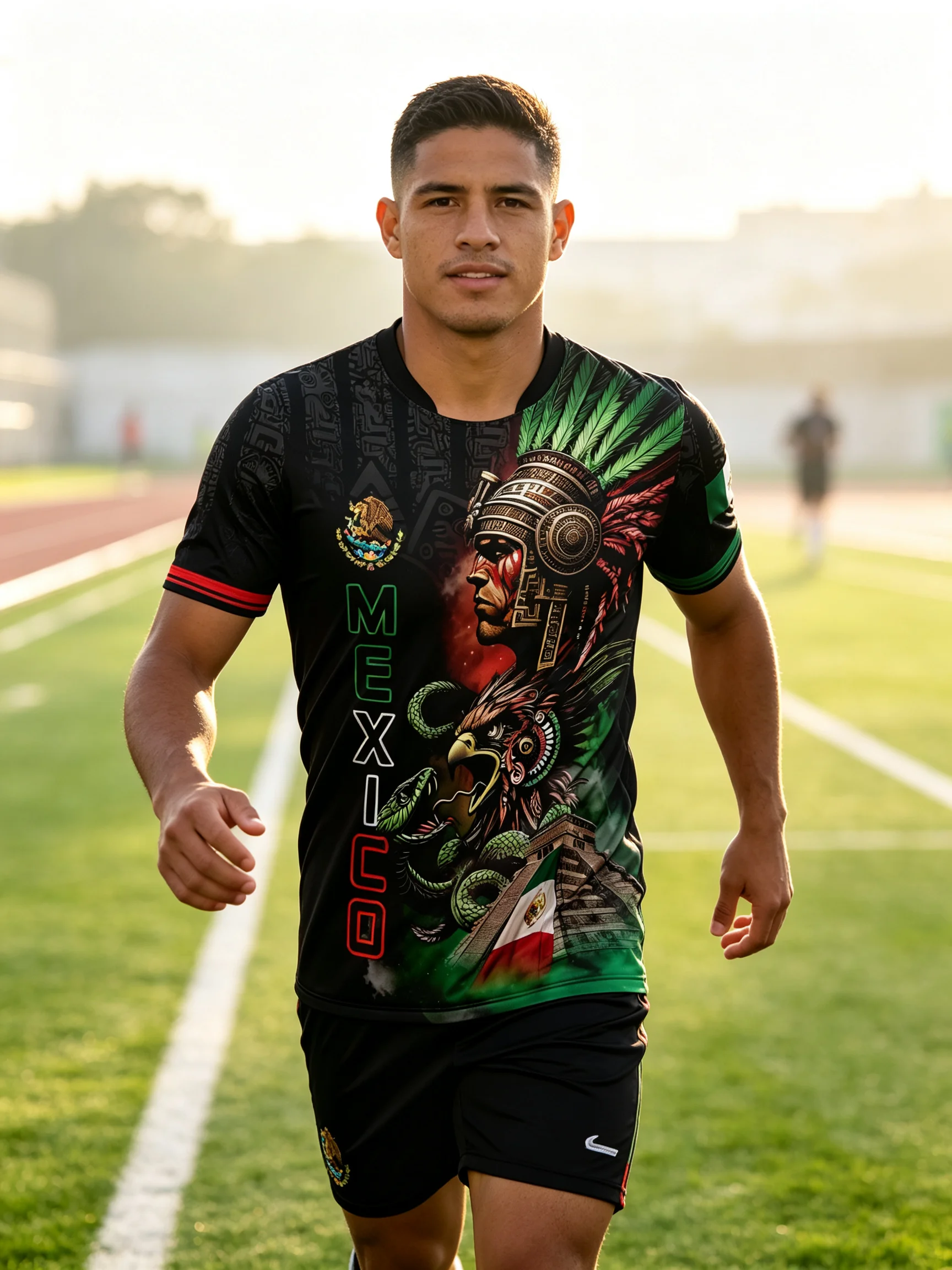 2026 new ethnic‑style Mexico football jersey, striking ancient warrior graphic, sweat‑wicking, wash‑resistant fabric