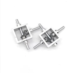 Transmission Reversing Gearbox Dual Output Shaft Bevel Gear Angle Converter Speed Ratio 1:1 Alloy Frame 90 Degree Right Angle