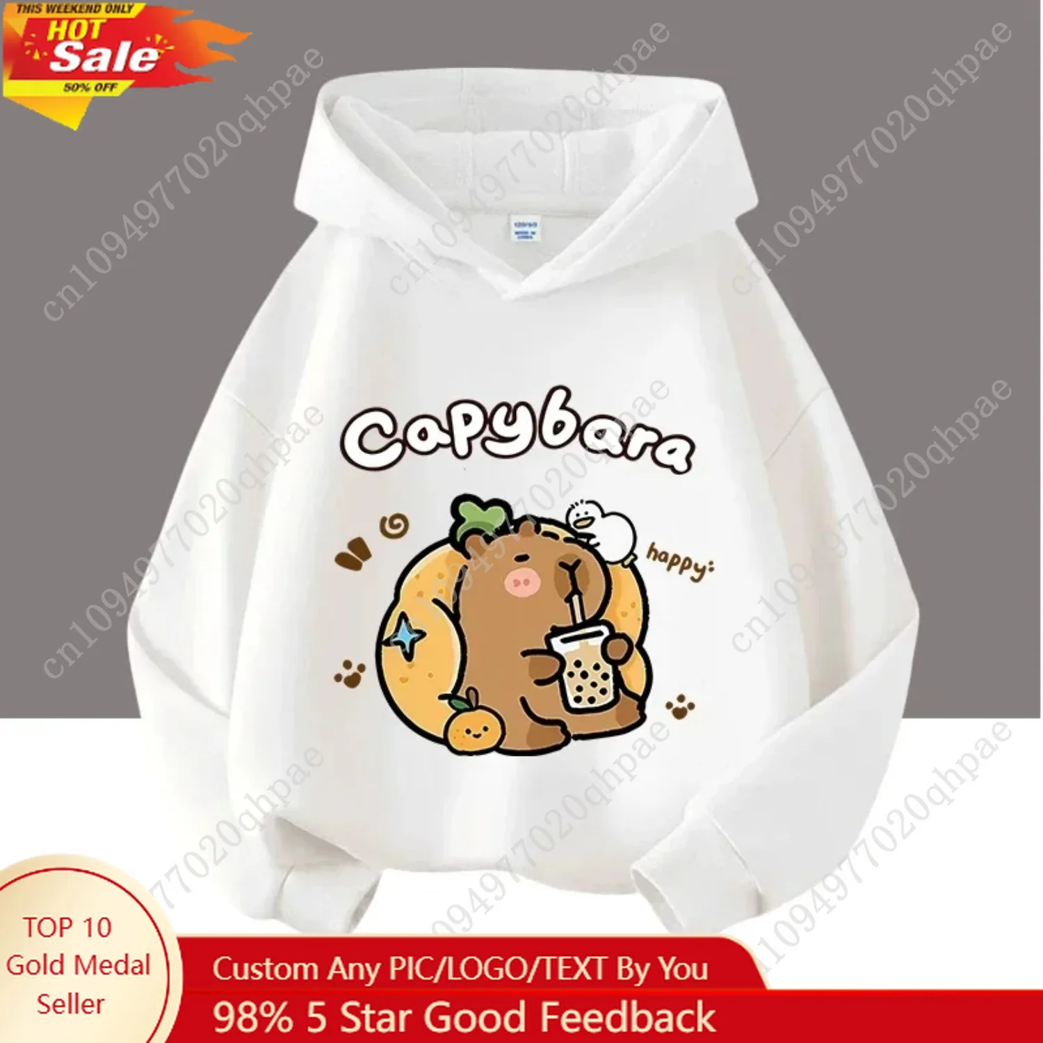 

Autumn and winter warm children's hoodie Capibara pullover, boys' and girls' hoodie, casual cartoon children's top