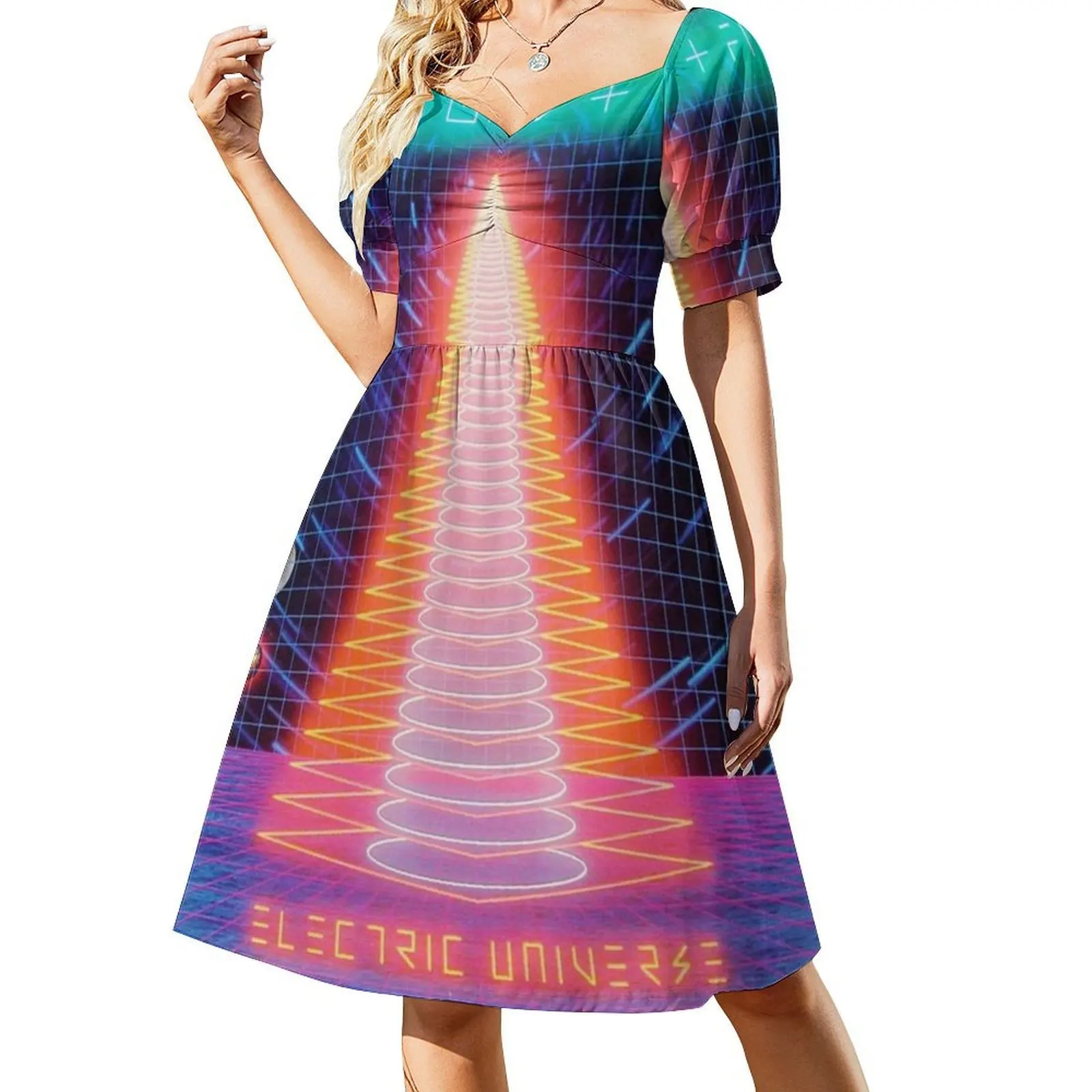 الأرض الرياح والنار الكهربائية الكون فستان عطلة مثير للنساء الشاطئ حفلة عيد ميلاد فستان قصير الأرض الرياح النار الكهربائية #2