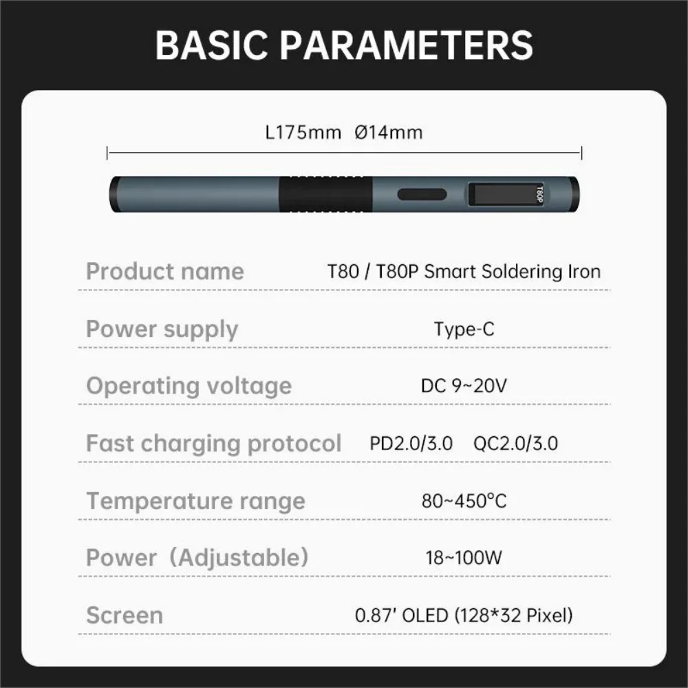 ALIENTEK T80 T80P Smart Soldering Iron 100W QC Adjustable Constant Temperature Portable Electric Welding Repair Tools