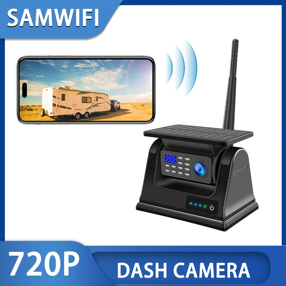 

Solar Wireless WiFi Rear View Backup Camera App Magnetic Base Solar Power and Built-In Battery for RV Car