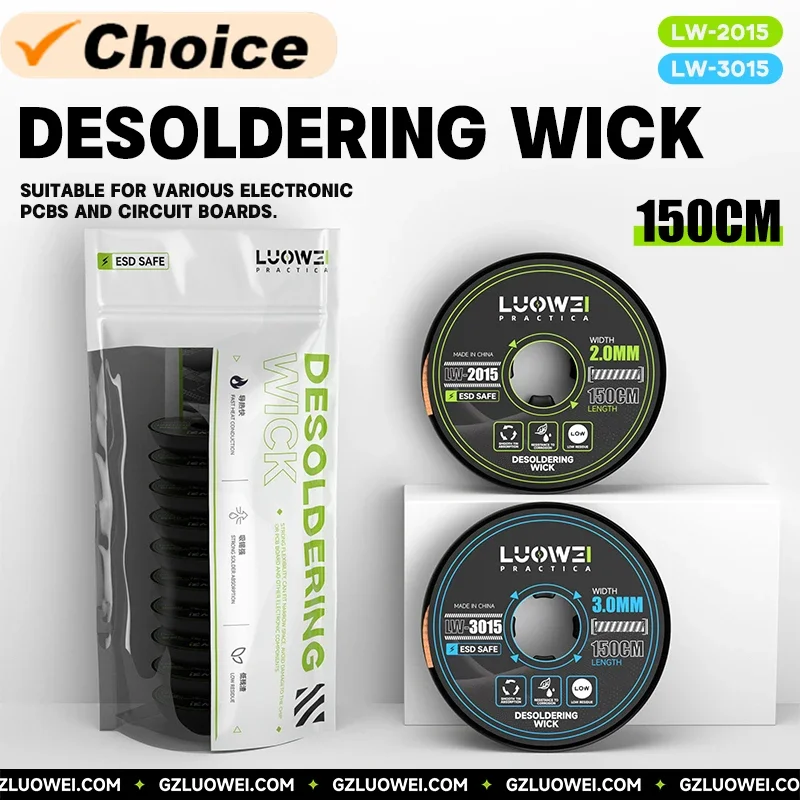 LUOWEI LW-2015/3015 10PCS 2mm 3mm 150CM Welding Wires Desoldering Braid Solder Remover Wick Wire Repair Tool