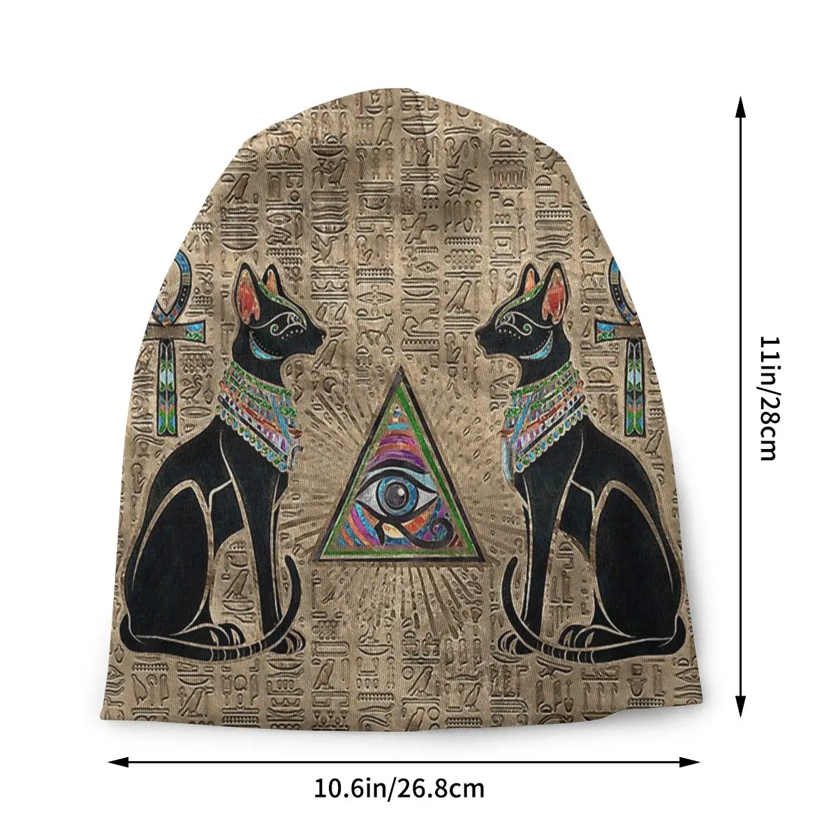 Egyptian Cats Eye Of Horus Egyptian Anubis Autumn Female Thin Beanies Double Used Cycling Bonnet Hats