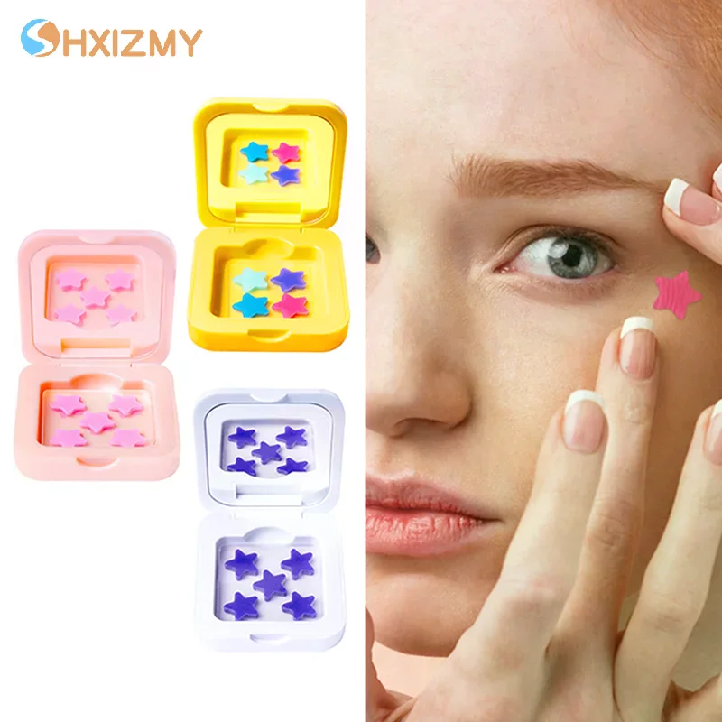 1 scatola di cerotti idrocolloidali per l'acne, riparazione dello sbiadimento, adesivi invisibili per la rimozione dell'acne, correttore, strumento per il trucco, stella con specchio