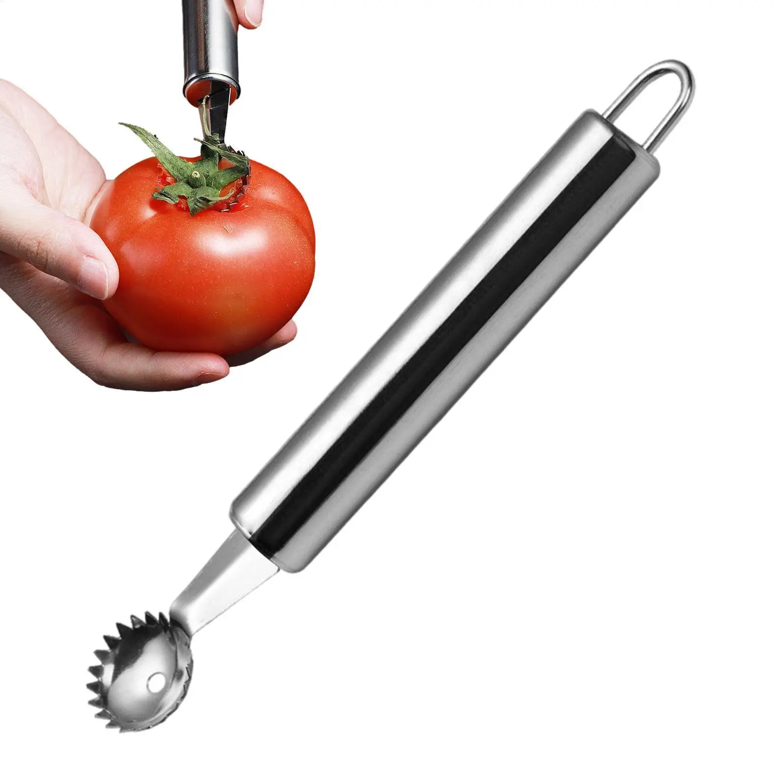 Portable Tomato Corer Tool, Fruit Stem Remover & Strawberry Huller, Multi-Purpose Kitchen Gadget for Home Cook Fruit Prep